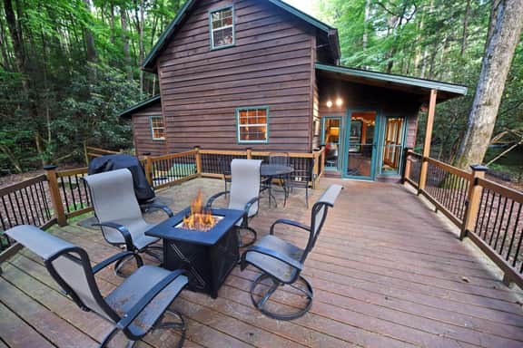 Riverbend Den | 2BR Creekfront Cabin Rental | Blue Ridge GA | Creekfront Living